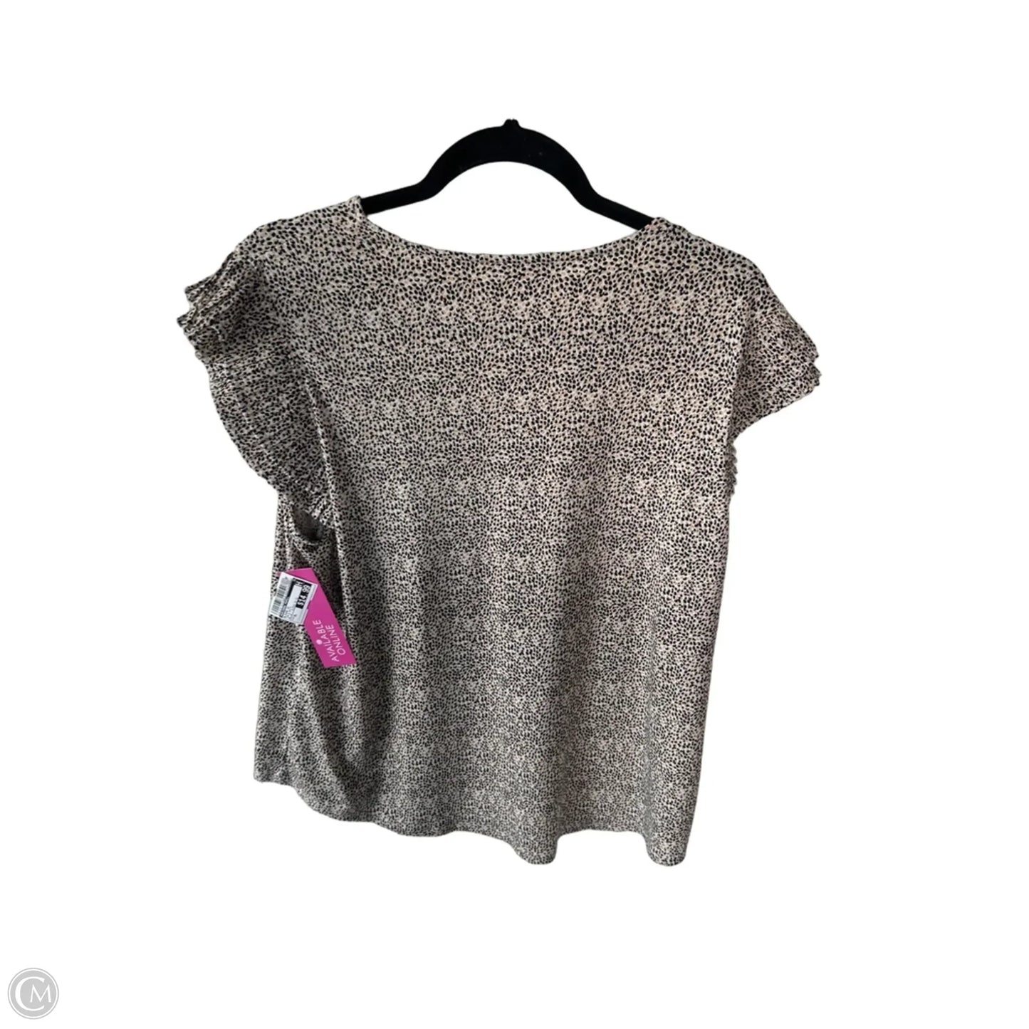 Blouse Short Sleeve By Adrianna Papell In Tan & White, Size: Xl