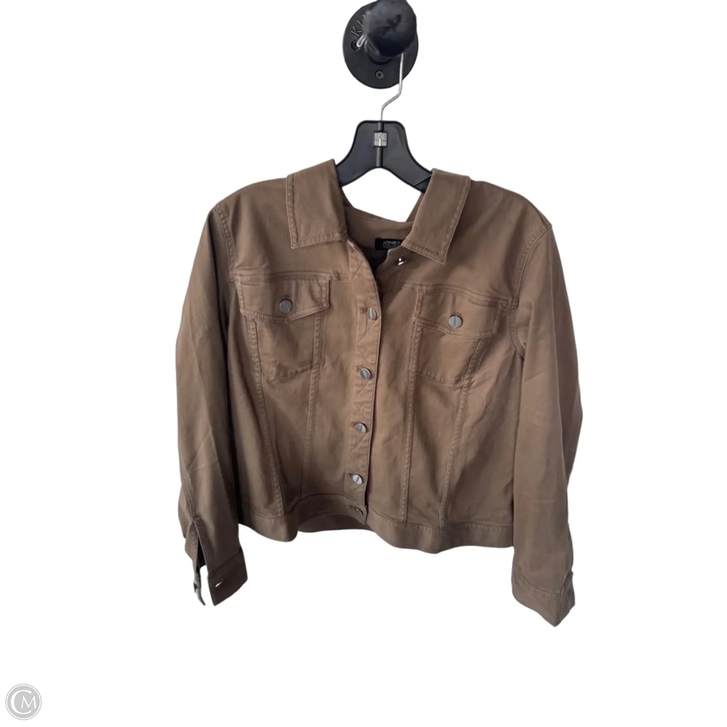 Jacket Denim By Jones New York In Brown Denim, Size: L