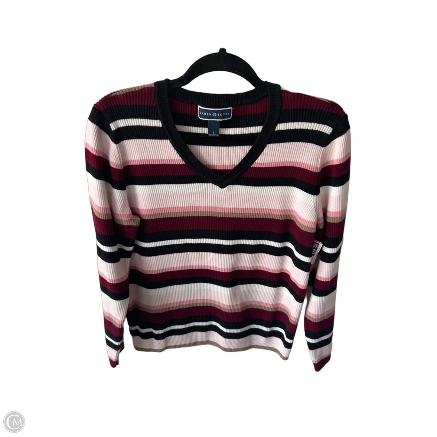 Sweater By Karen Scott In Red & White, Size: L