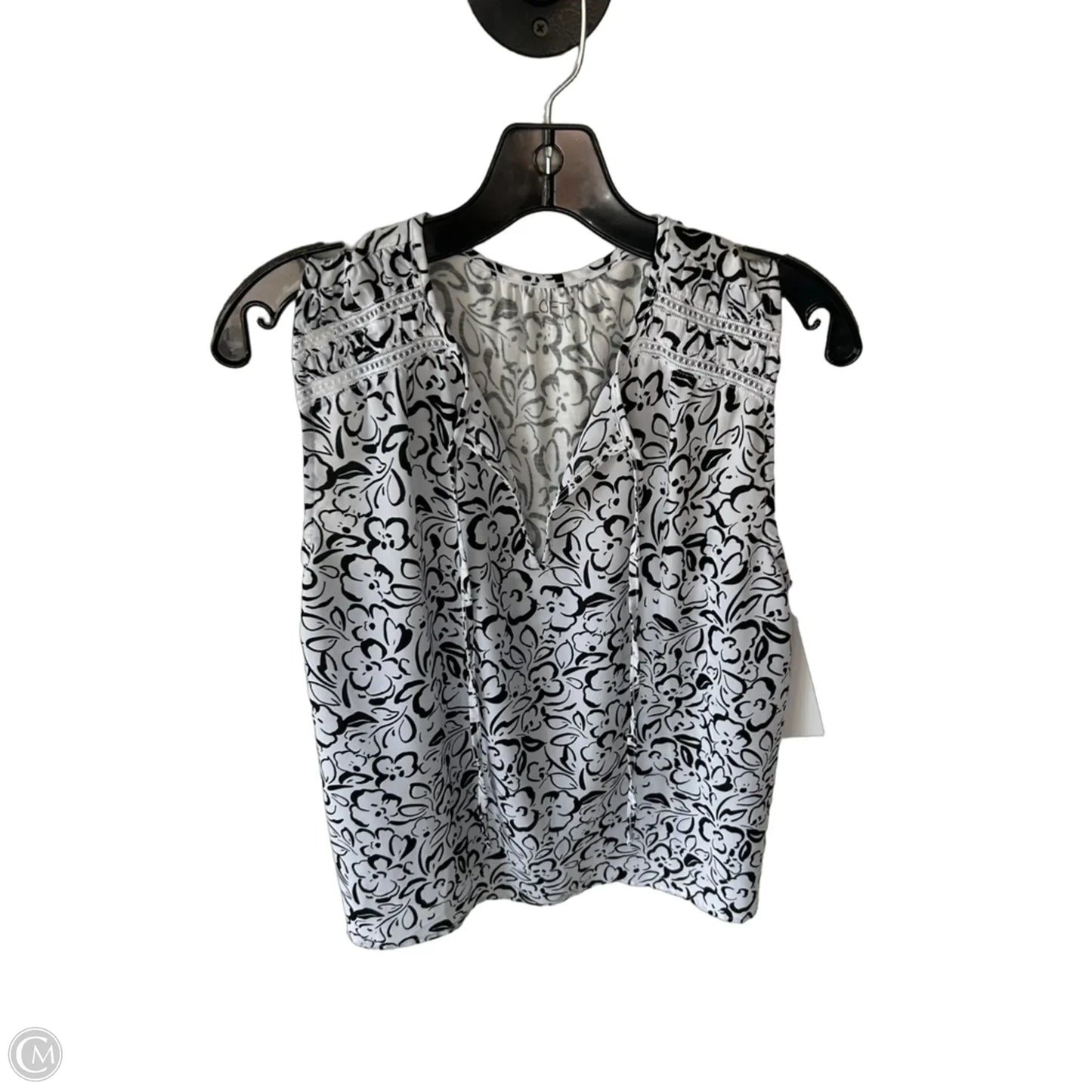 Blouse Sleeveless By Loft In Black & White, Size: S