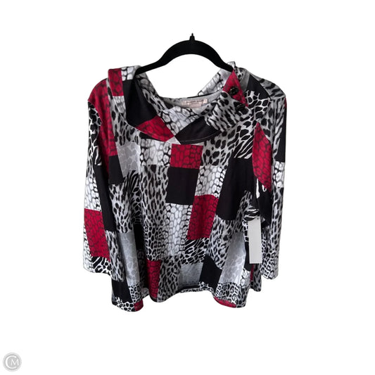 Tunic 3/4 Sleeve By Allison Daley In Black & Red, Size: 1x