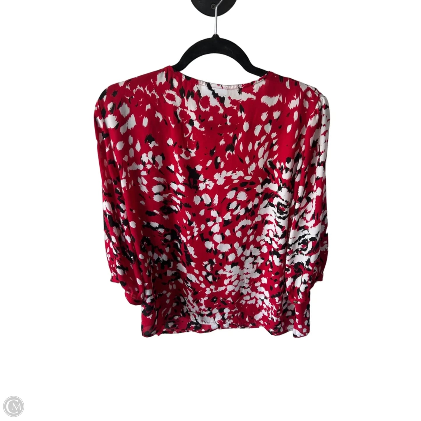 Blouse 3/4 Sleeve By Liz Claiborne In Red & White, Size: L