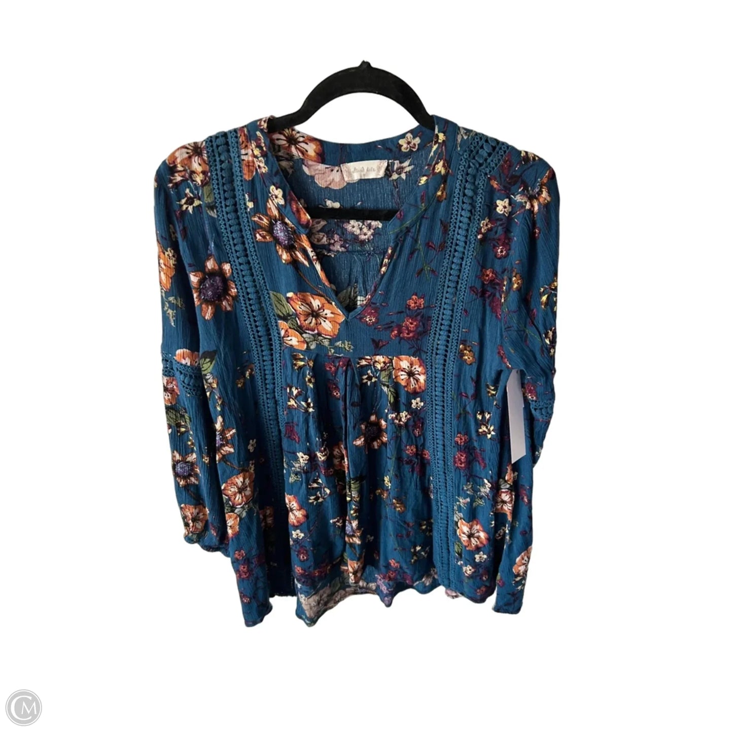 Tunic Long Sleeve By Altard State In Blue & Brown, Size: M