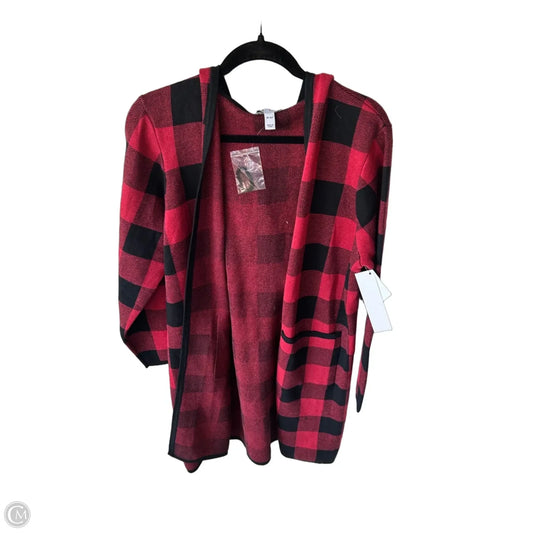 Sweater Cardigan By D&co. In Black & Red, Size: Xlp
