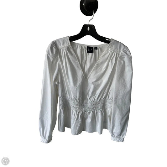 Blouse Long Sleeve By Gap In White, Size: S