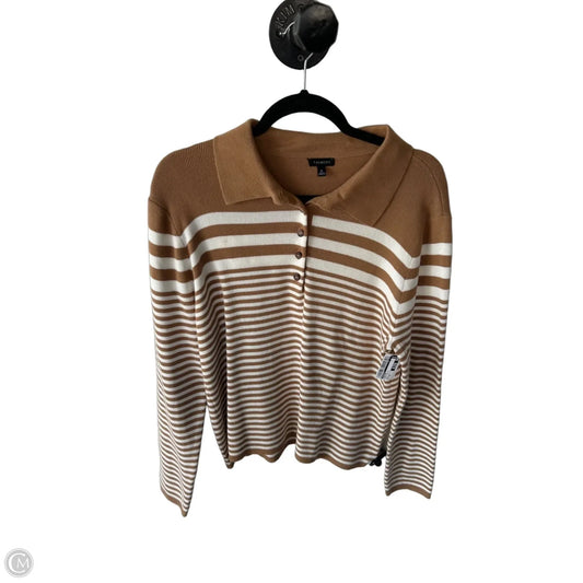 Sweater By Talbots In Tan & White, Size: Xl