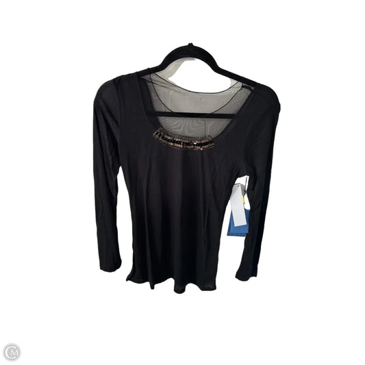 Blouse Long Sleeve By Simply Vera In Black & Gold, Size: S