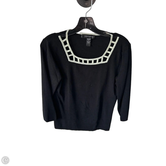 Blouse 3/4 Sleeve By Cable And Gauge In Black & Green, Size: M