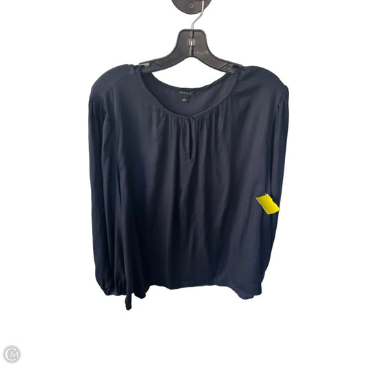 Blouse Long Sleeve By Ann Taylor In Navy, Size: L