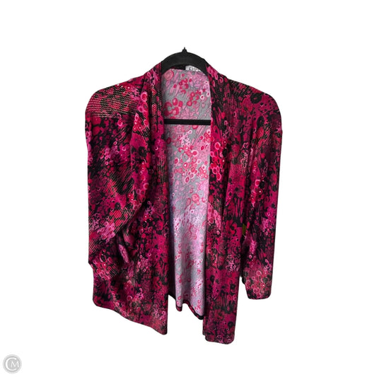 Cardigan By Kasper In Black & Pink, Size: 1x