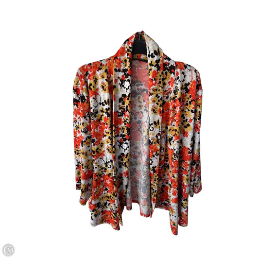 Cardigan By Kasper In Orange & Yellow, Size: 1x