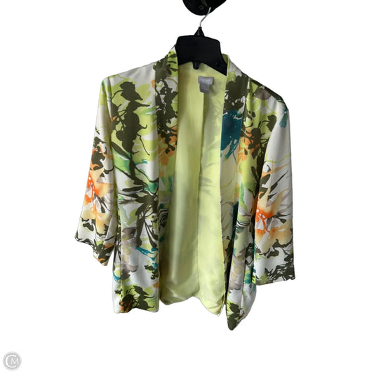 Blazer By Chicos In Green & Yellow, Size: M