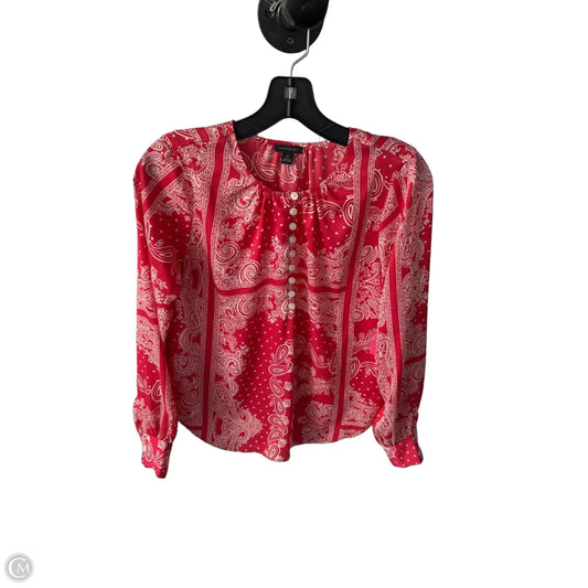 Blouse Long Sleeve By Ann Taylor In Pink & White, Size: Xs