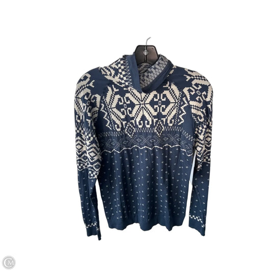 Athletic Top Long Sleeve Collar By Sweaty Betty In Blue & Cream, Size: L