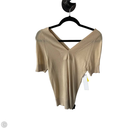 Sweater Short Sleeve By Saks Fifth Avenue In Tan, Size: M