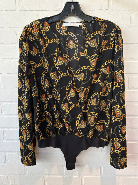 Bodysuit By Astr The Label In Black & Gold, Size: L