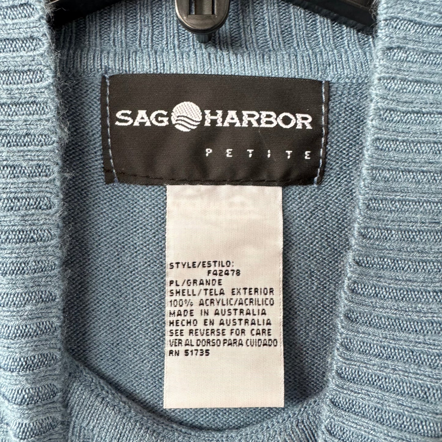 Sweater Short Sleeve By Sag Harbor In Blue, Size: Lp