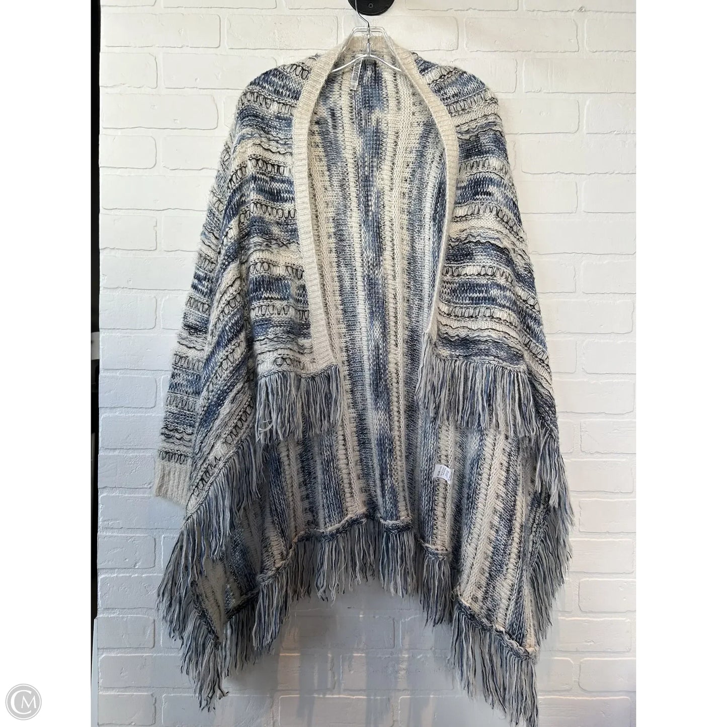 Sweater Cardigan By Monoreno In Blue & Cream, Size: S