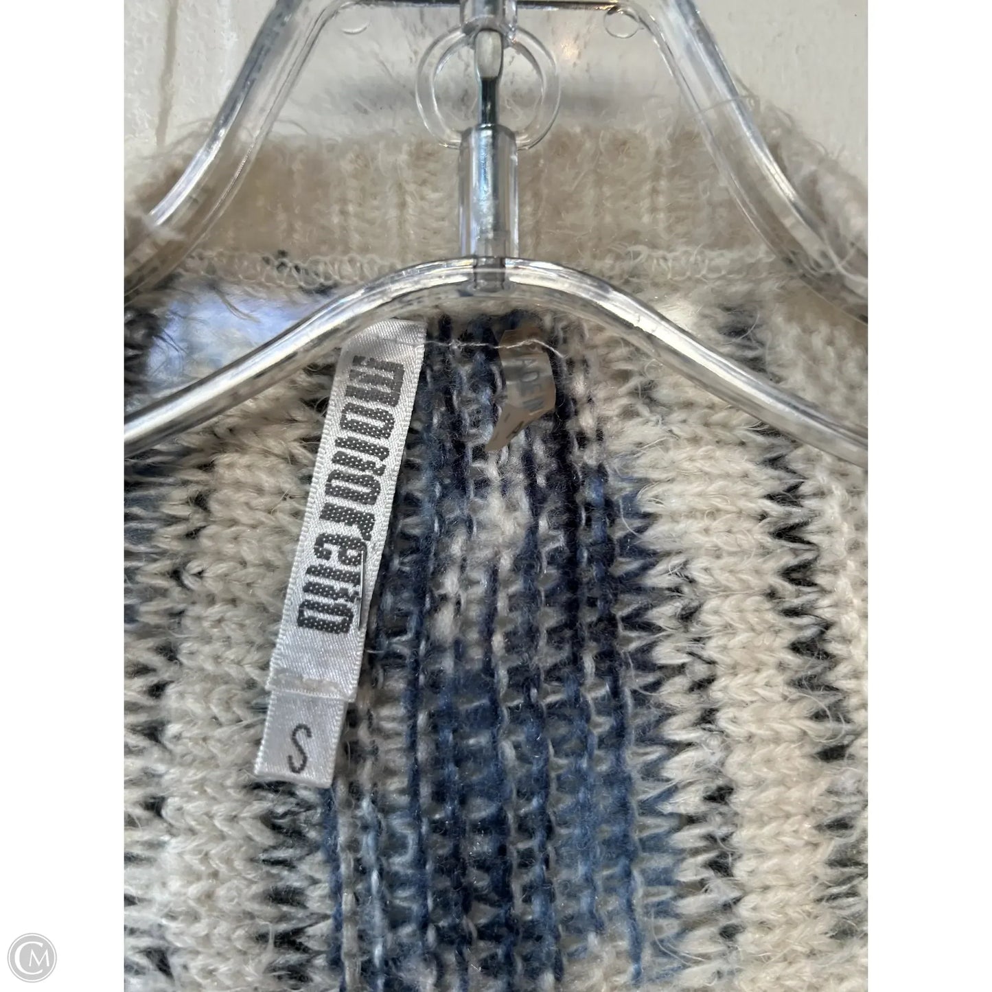 Sweater Cardigan By Monoreno In Blue & Cream, Size: S