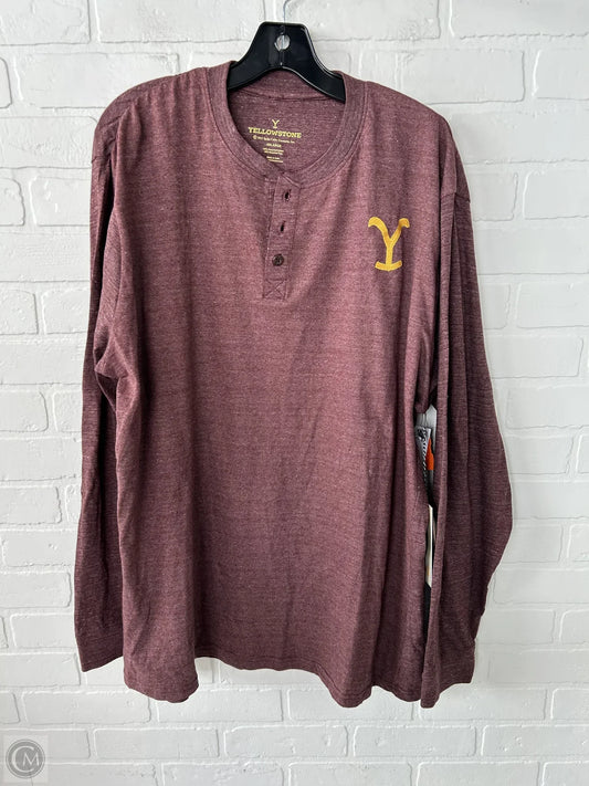 Top Long Sleeve By  YELLOWSTONE  In Red & Yellow, Size: Xxl