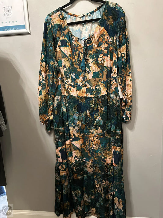 Dress Casual Maxi By Soft Surroundings In Green & Orange, Size: 3x