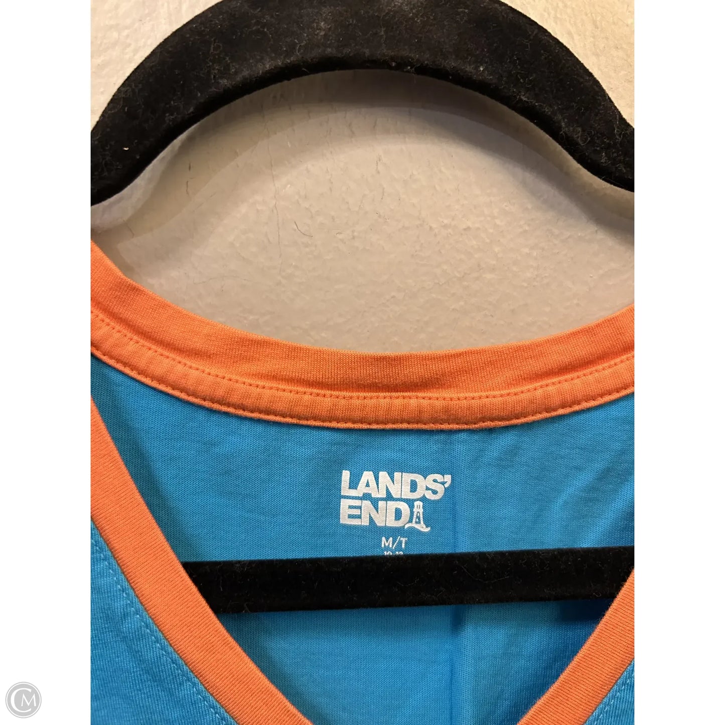 Top Short Sleeve By Lands End In Blue & Orange, Size: M