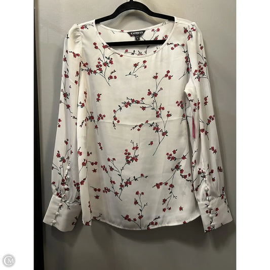 Top Long Sleeve By Express In White, Size: M