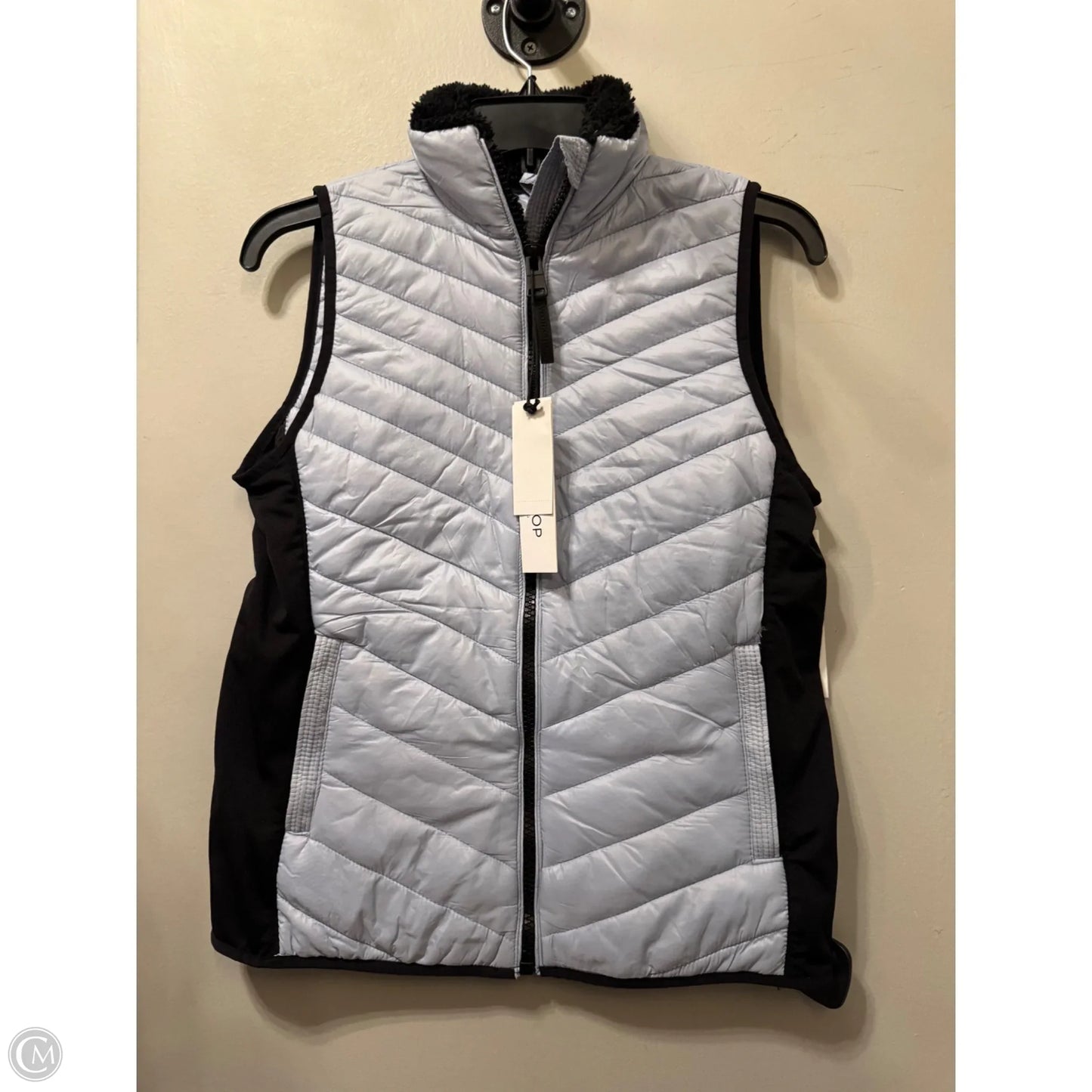 Vest Puffer & Quilted By Workshop In Black & Blue, Size: S