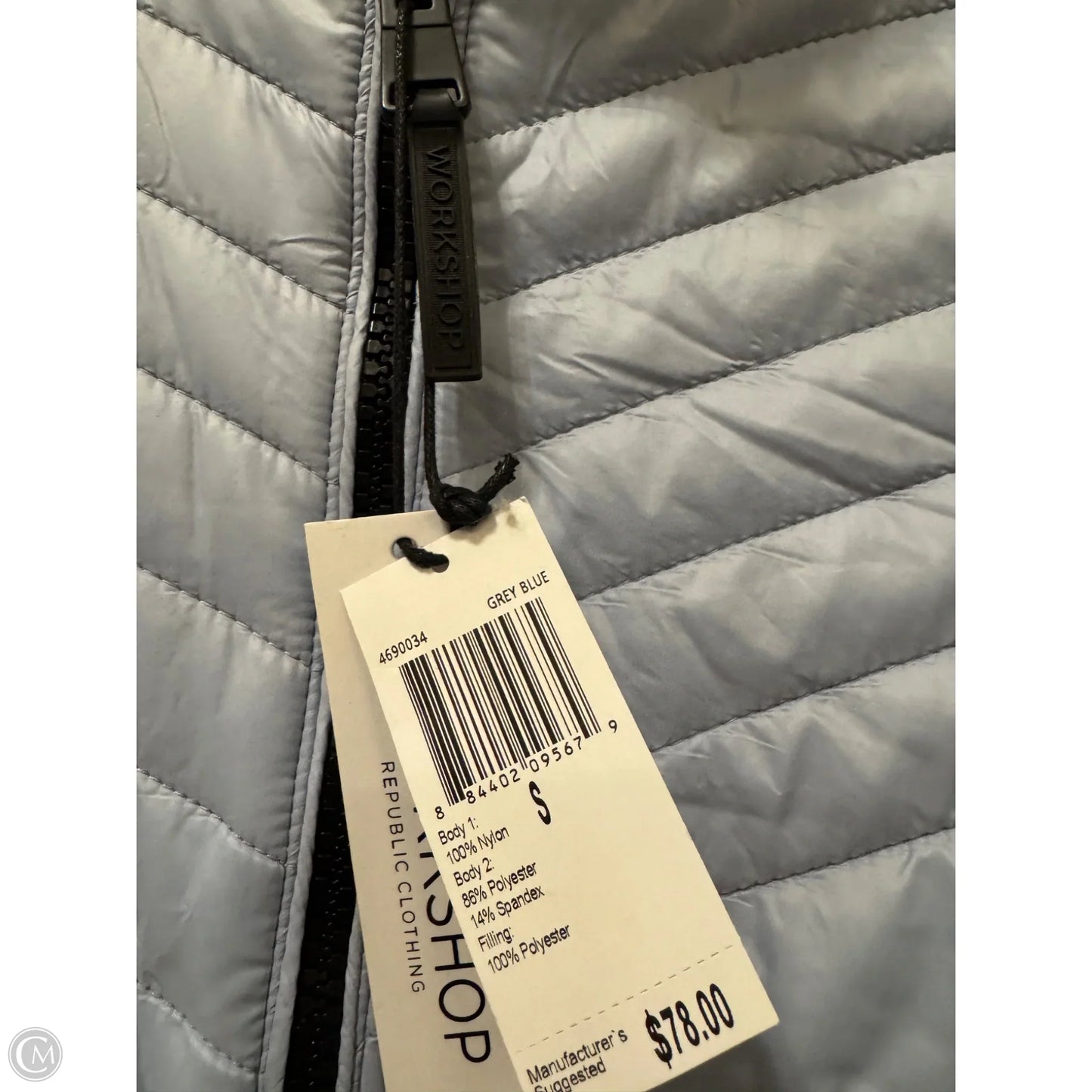 Vest Puffer & Quilted By Workshop In Black & Blue, Size: S