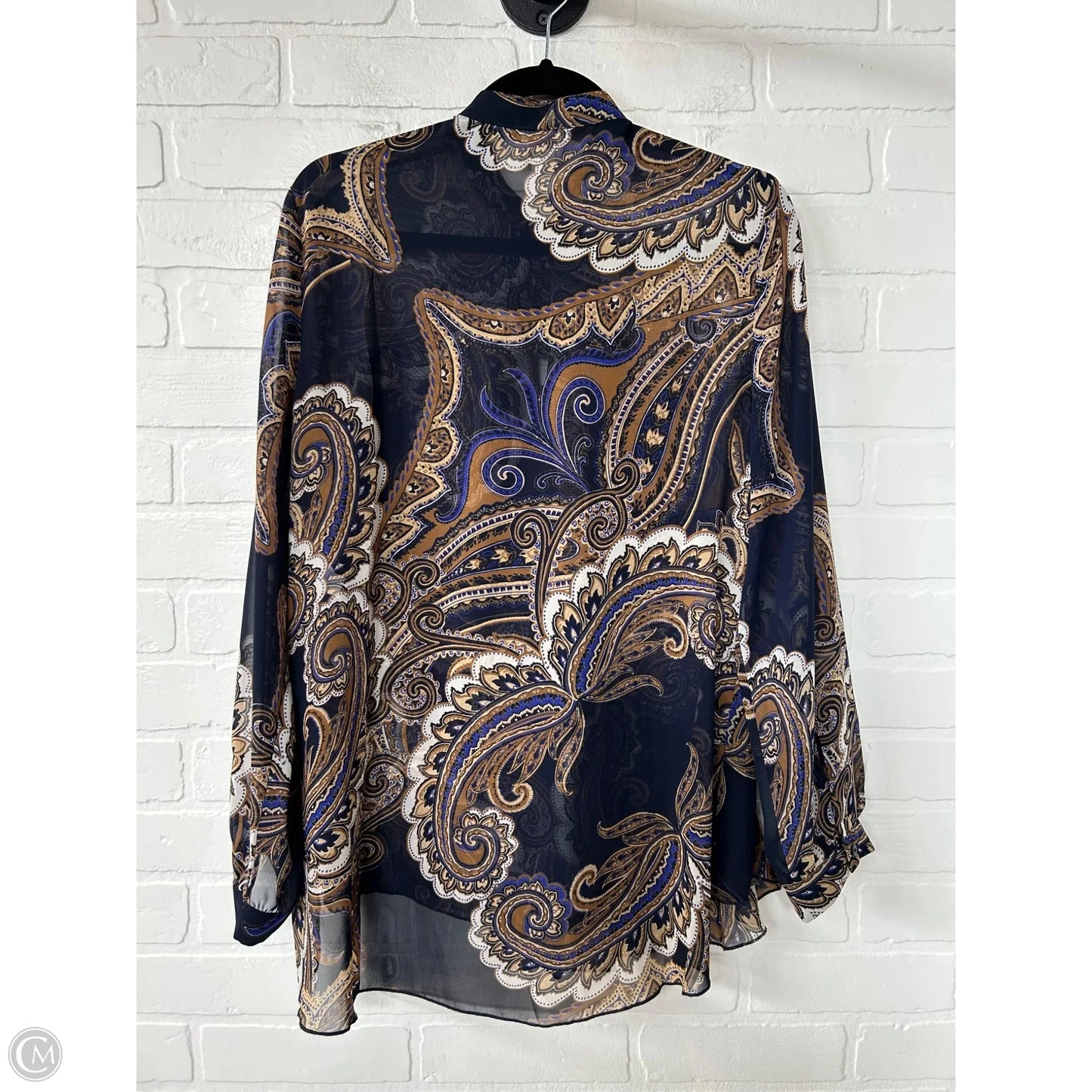 Top Long Sleeve By Chicos In Blue & Brown, Size: M