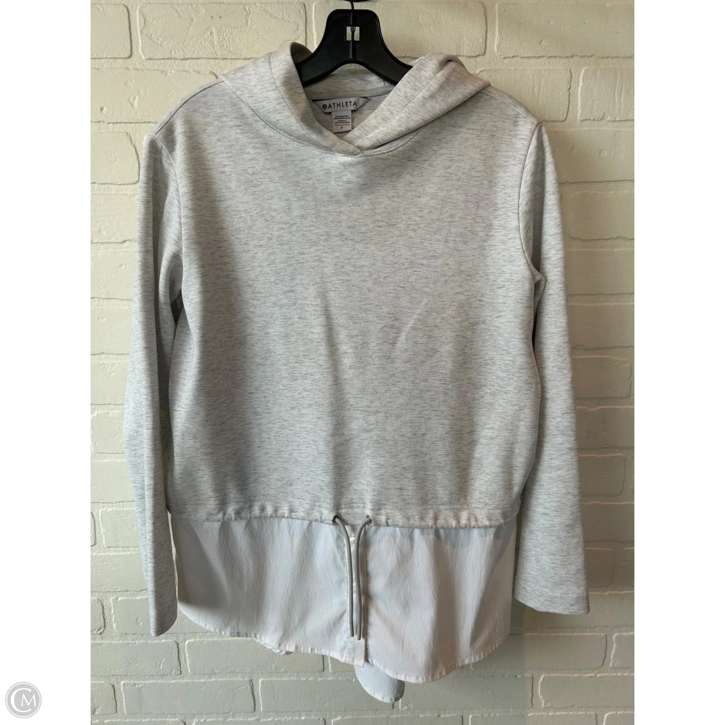 Athletic Top Long Sleeve Hoodie By Athleta In Grey & White, Size: S