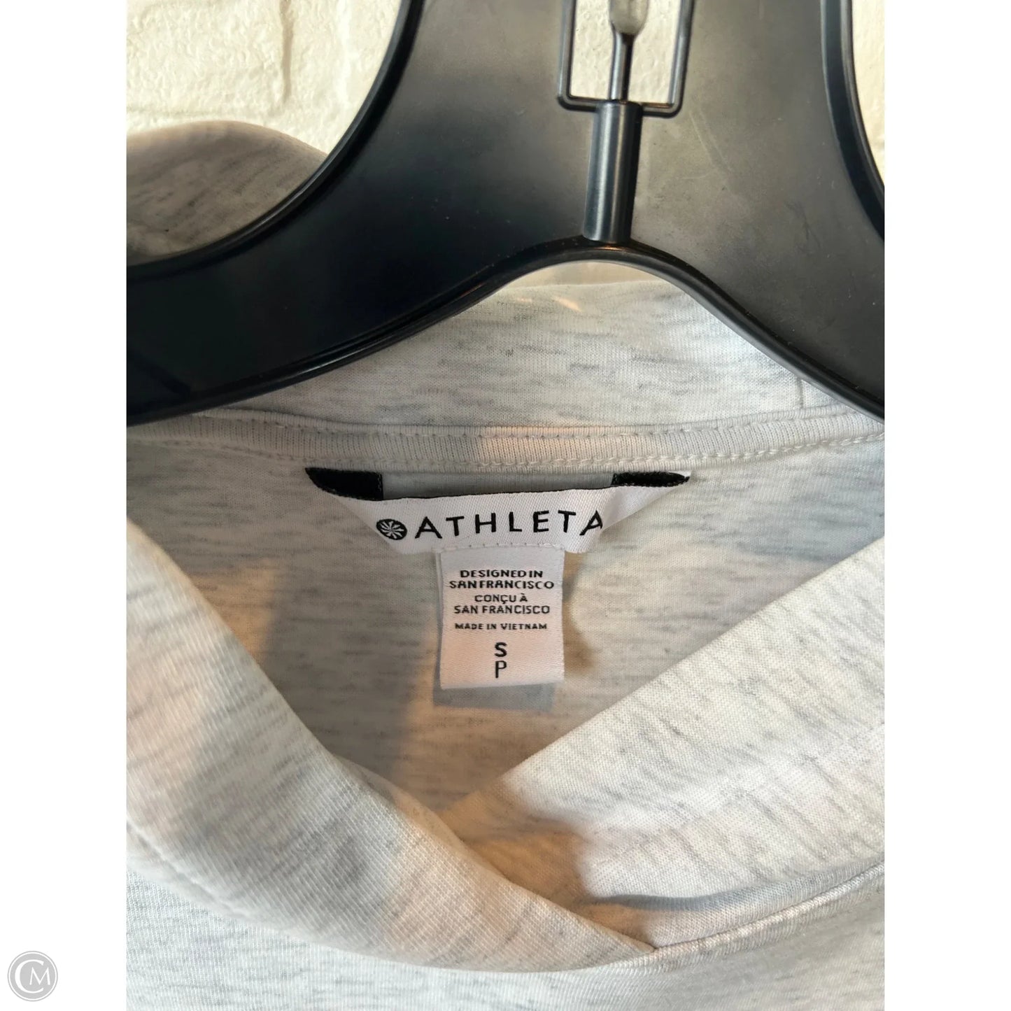 Athletic Top Long Sleeve Hoodie By Athleta In Grey & White, Size: S