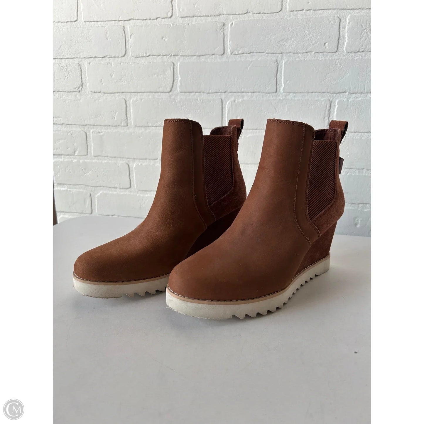 Boots Ankle Heels By Toms In Brown, Size: 8.5