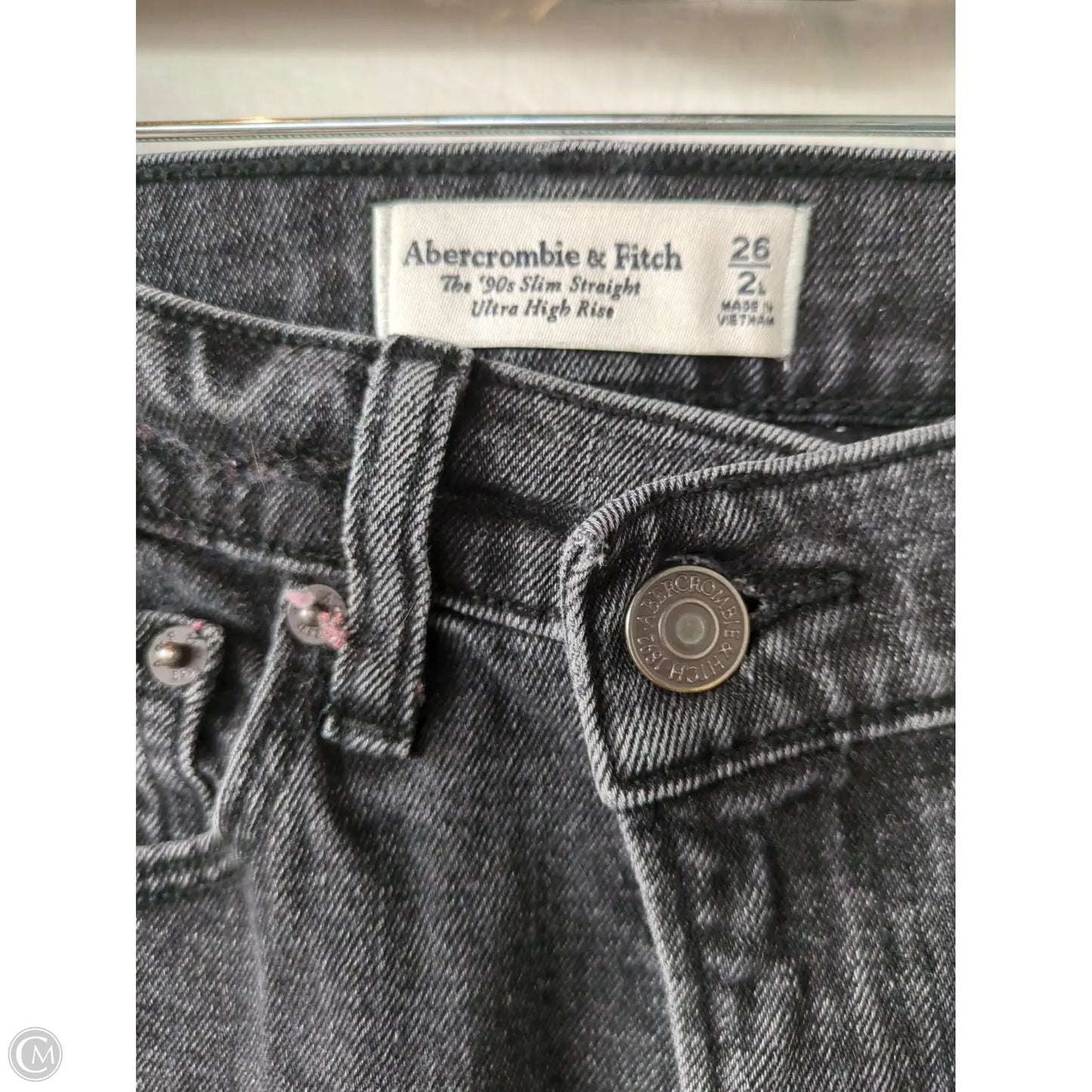 Jeans Straight By Abercrombie And Fitch In Black Denim, Size: 2