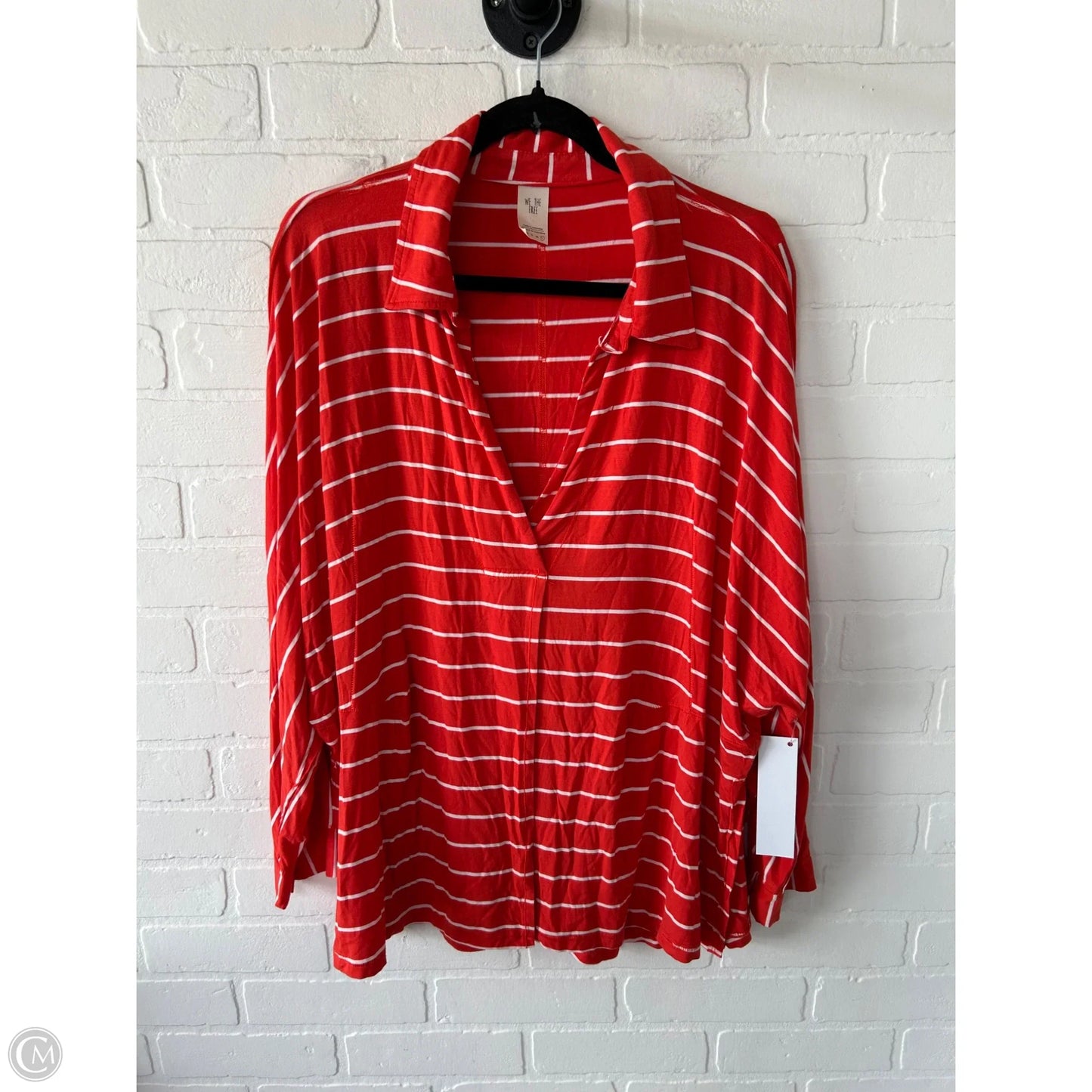 Top Long Sleeve By We The Free In Orange & White, Size: L