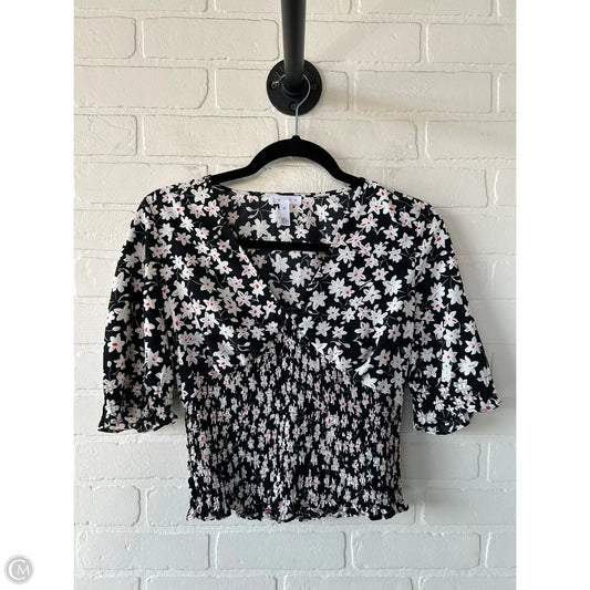 Top Short Sleeve By Leith In Black & White, Size: Xs