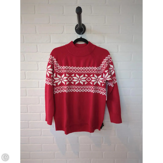 Sweater By Talbots In Red & White, Size: Mp