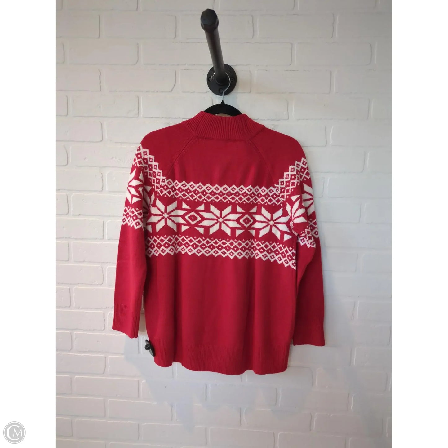 Sweater By Talbots In Red & White, Size: Mp