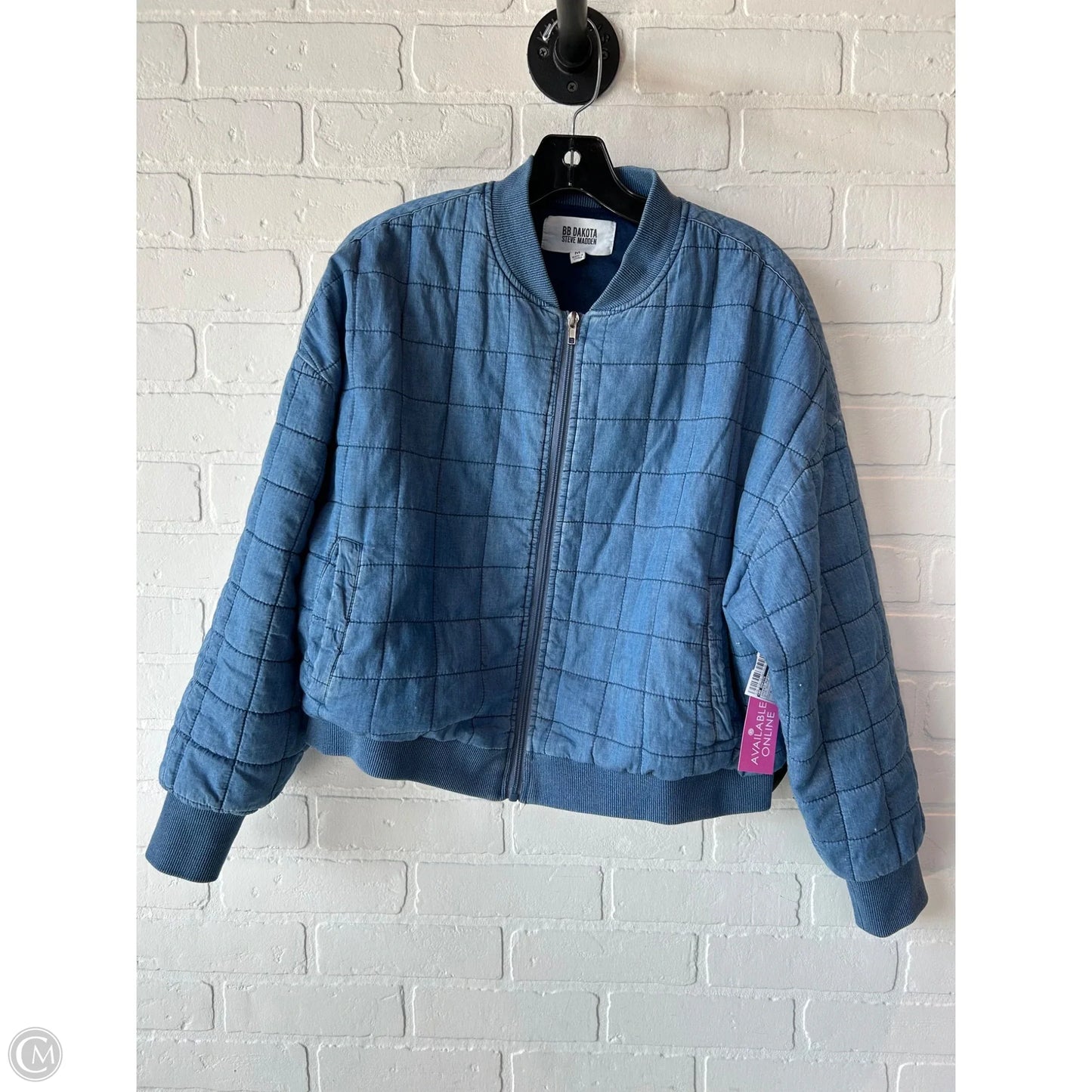 Jacket Puffer & Quilted By Bb Dakota In Blue Denim, Size: M