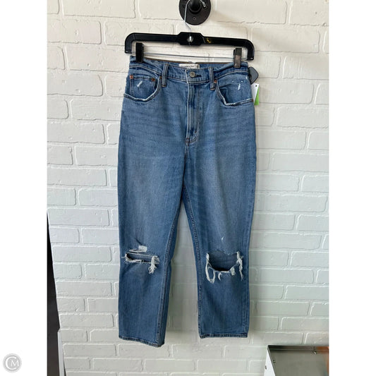 Jeans Straight By Abercrombie And Fitch In Blue Denim, Size: 0