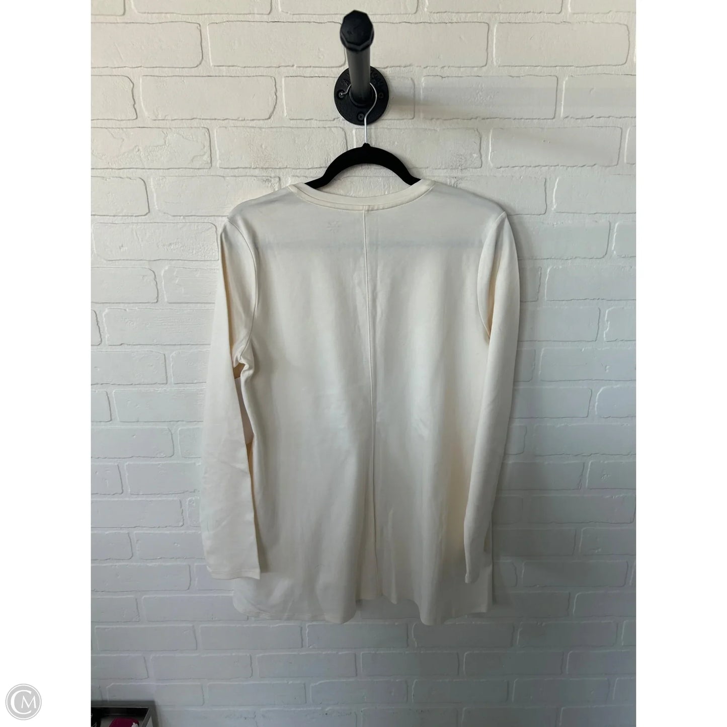 Top Long Sleeve Basic By Isaac Mizrahi Live Qvc In Cream, Size: M