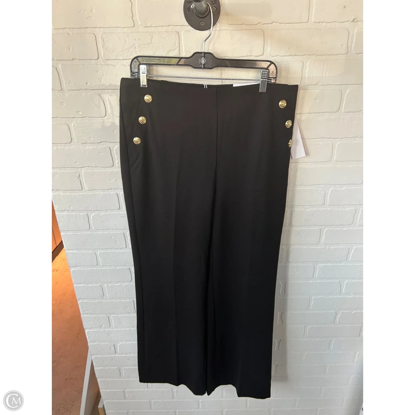 Pants Dress By Chicos In Black & Gold, Size: 12