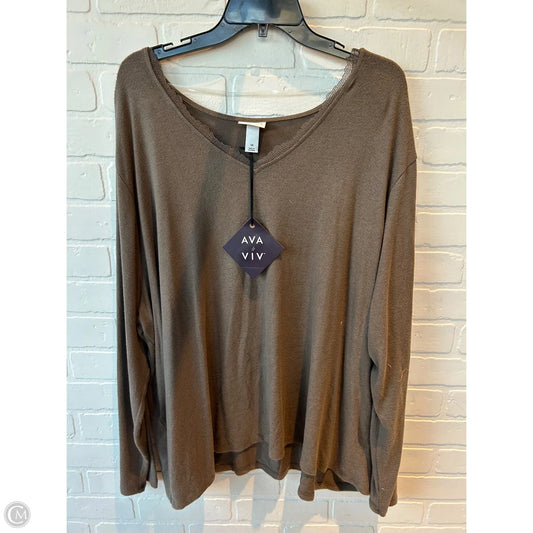 Top Long Sleeve By Ava & Viv In Tan, Size: 3x