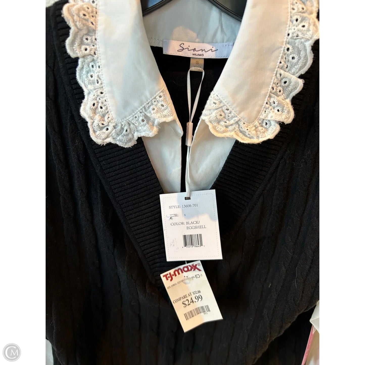Sweater By Sioni In Black & White, Size: S