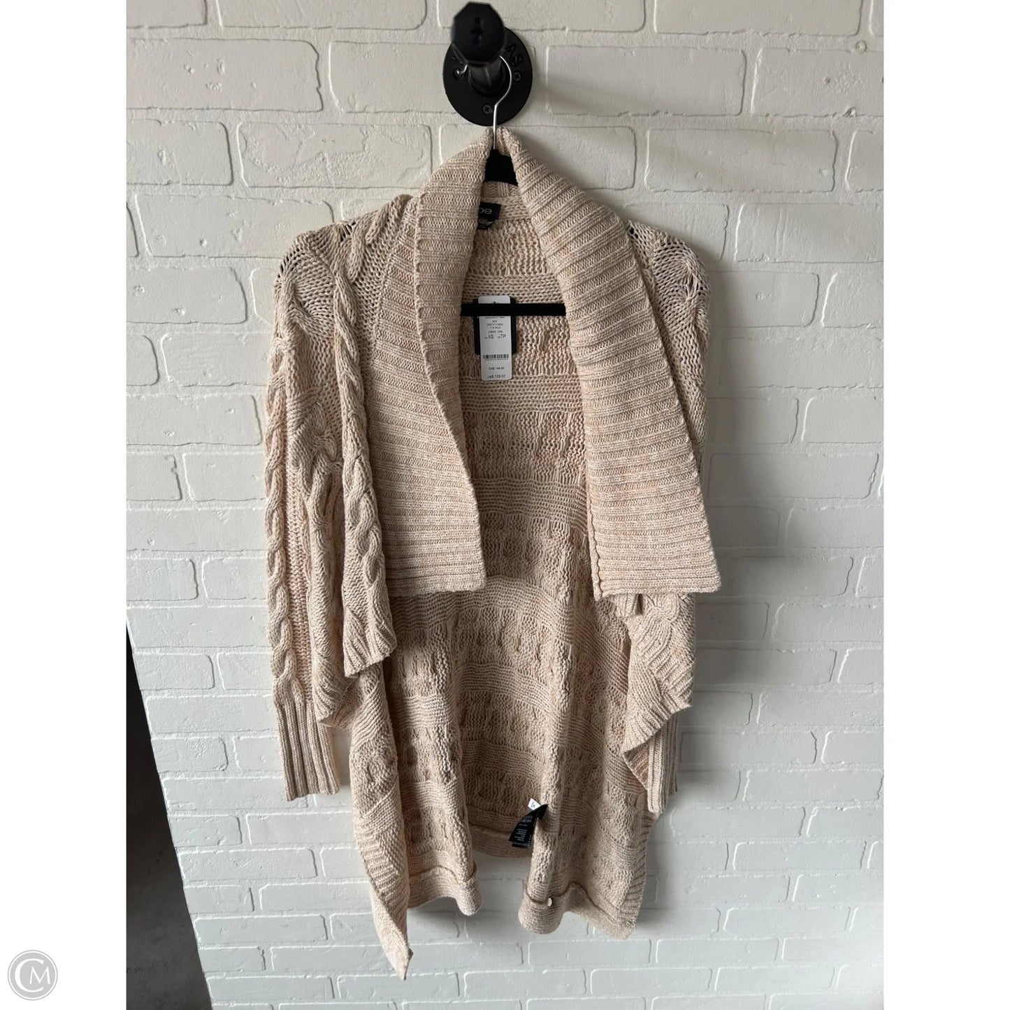 Sweater Cardigan By Bebe In Tan & White, Size: Xs