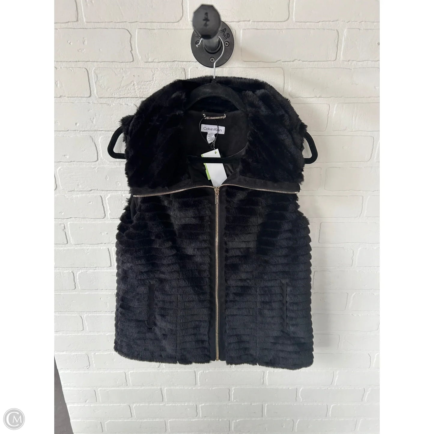 Vest Faux Fur & Sherpa By Calvin Klein In Black, Size: S