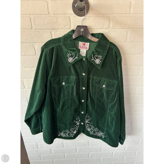 Jacket Shirt By Quaker Factory In Green, Size: 1x