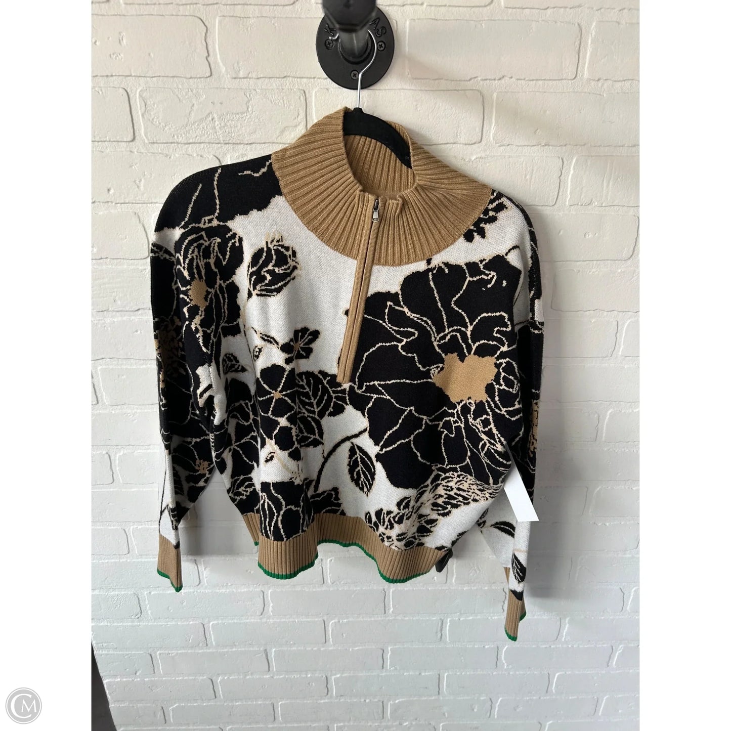 Sweater Cardigan By Maeve In Black & Tan, Size: Xs