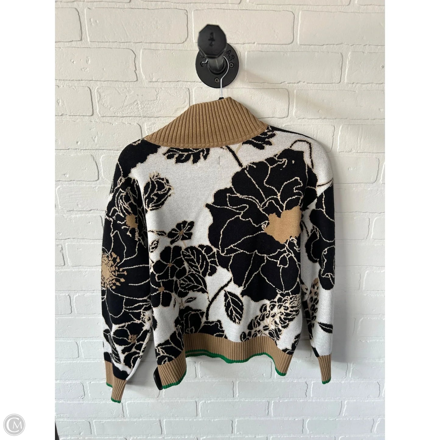 Sweater Cardigan By Maeve In Black & Tan, Size: Xs