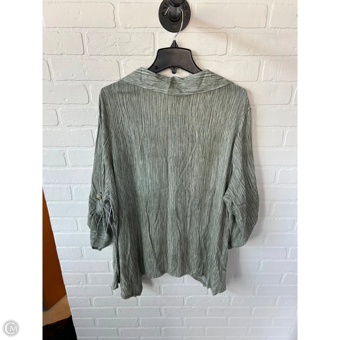 Top Long Sleeve By Fred David In Green, Size: 2x
